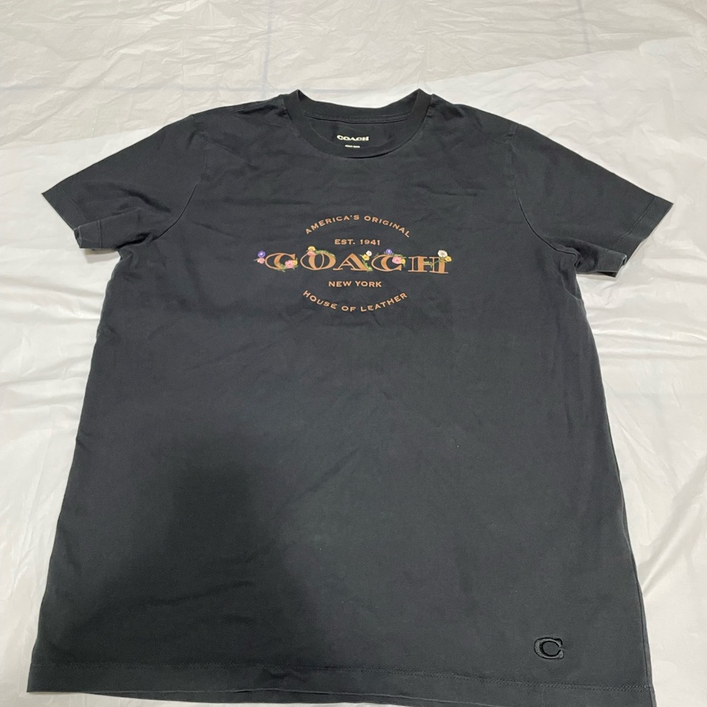Coach Black Short-Sleeve Logo Tee with Subtle Embroidery